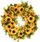 Artificial Sunflower Summer Wreath - 16 Inch Decorative Fake Flower Wreath with Yellow Sunflower and Green Leaves